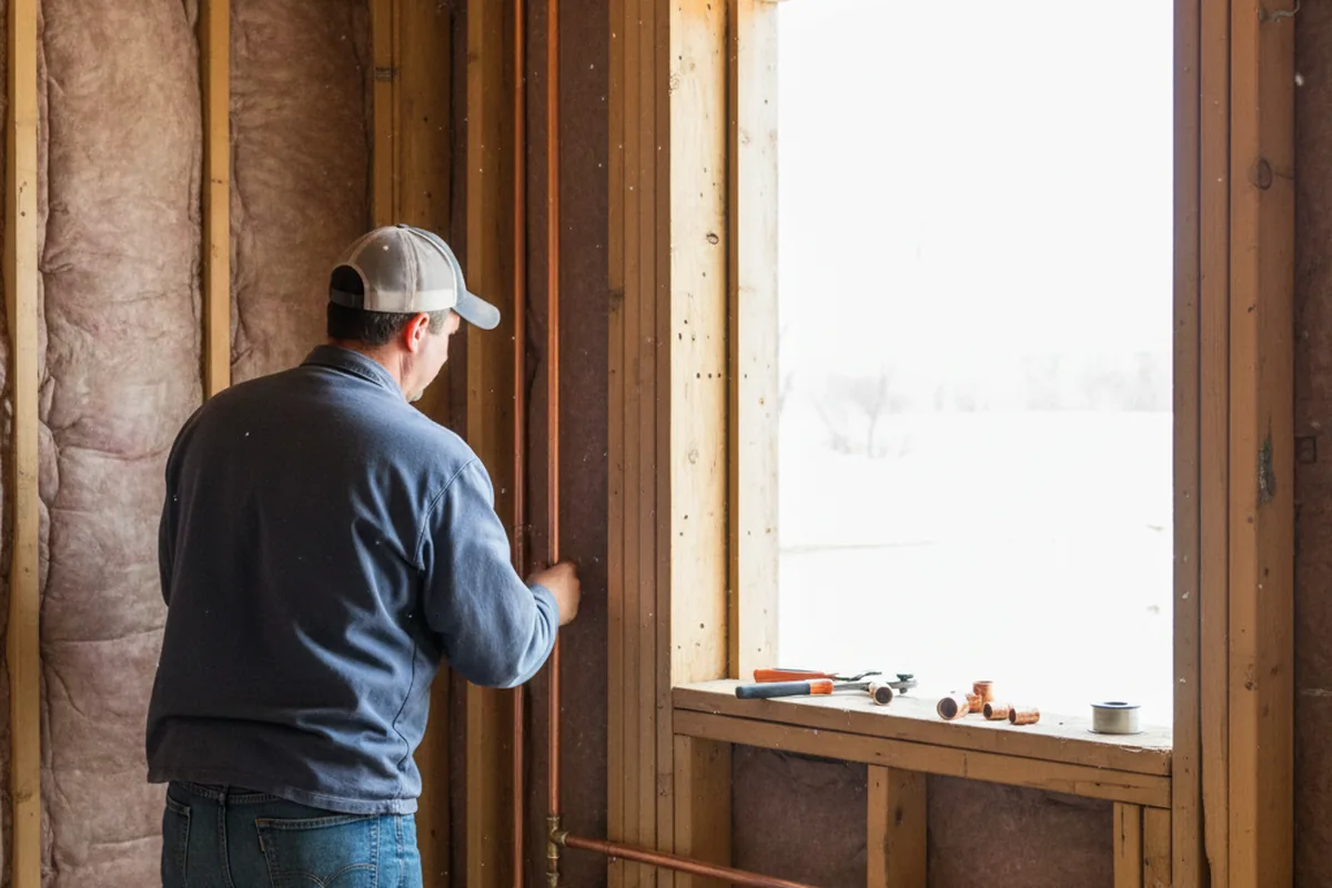 Licensed plumber running new copper supply lines in a Cazenovia home