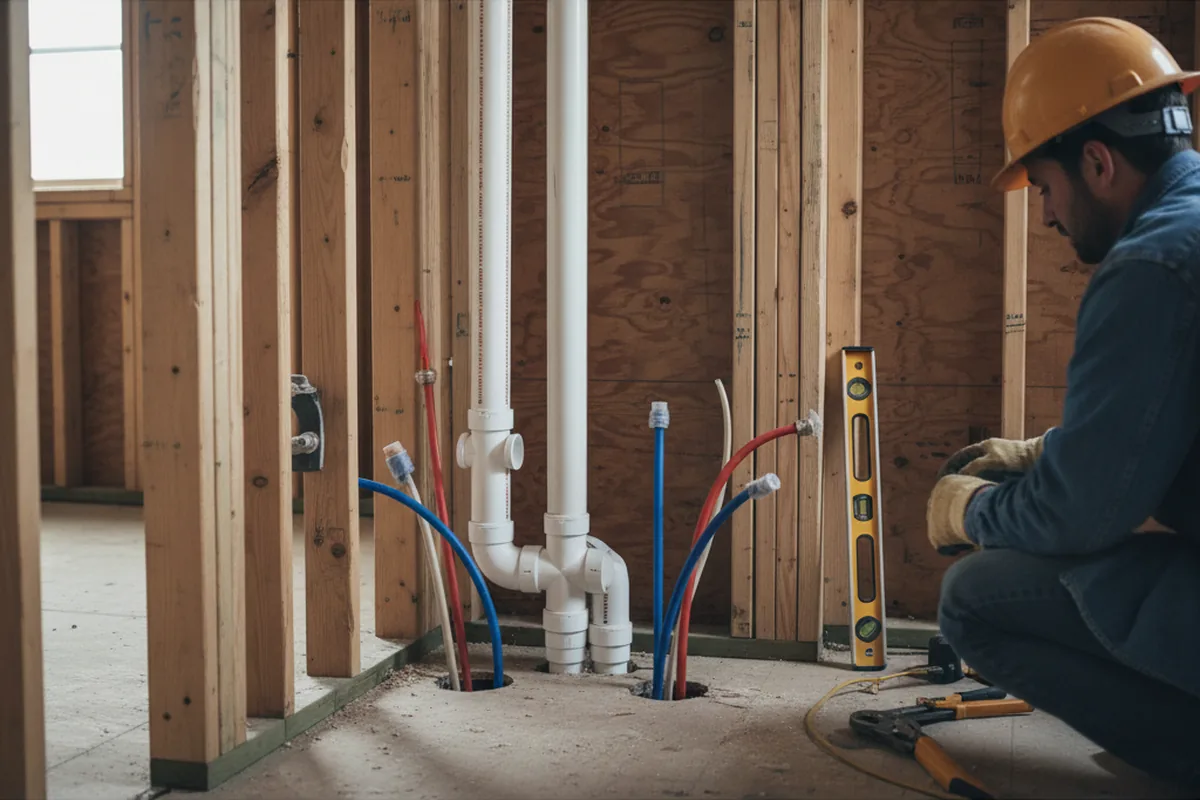 Drain and supply rough-in during Leak Detection in Cazenovia