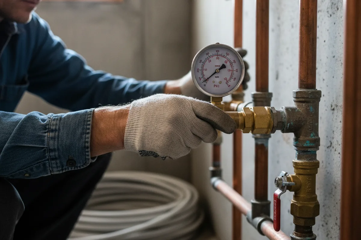 Pressure testing a repaired line during Water Line Repair in Cazenovia